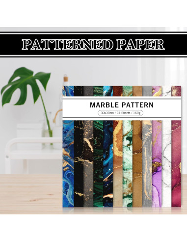 Conjunto de Papel Marmoleado Whaline 24 Hojas 30x30cm DIY