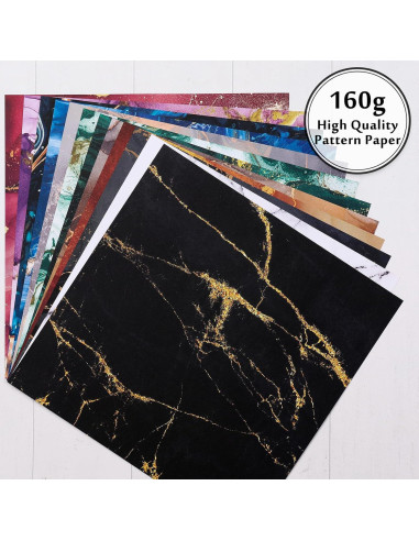 Conjunto de Papel Marmoleado Whaline 24 Hojas 30x30cm DIY