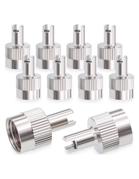 10 Tapones de Válvula de Neumático MEAJOO Plateados Universales