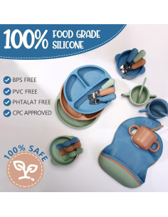 Juego de Alimentación para Bebés de Silicona 24 Piezas - Antideslizante 2