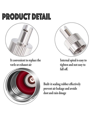 10 Tapones de Válvula de Neumático MEAJOO Plateados Universales