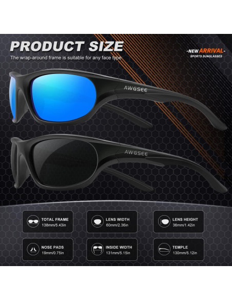 Gafas de sol deportivas AWGSEE TR90 polarizadas UV400