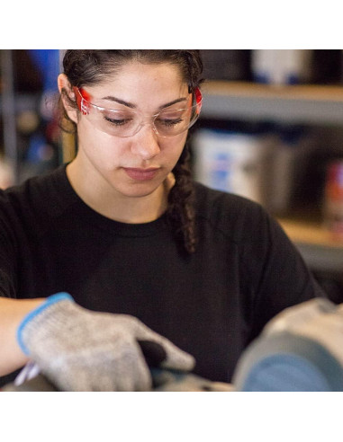 Gafas de Seguridad BISON LIFE - Lente Clara y Templo Rojo