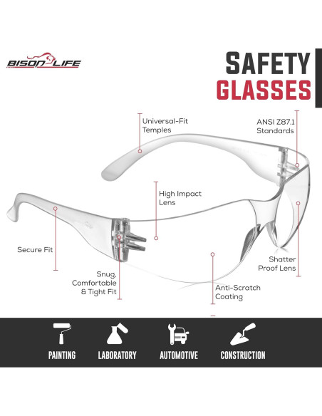 Gafas de Seguridad BISON LIFE - Lente Clara Antirrayaduras