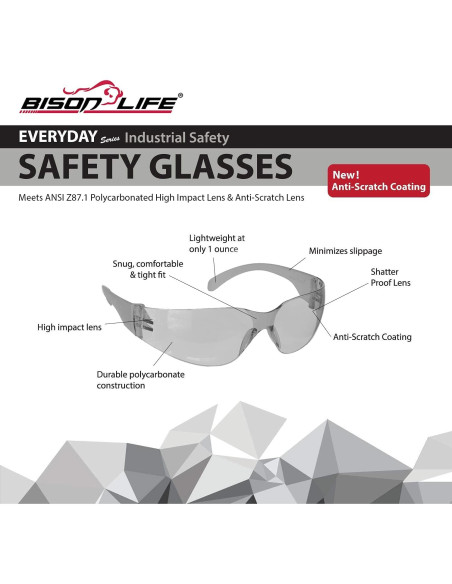 Gafas de Seguridad BISON LIFE - Lente Envolvente Antirrayas Gafas de Seguridad BISON LIFE - Lente Envolvente Antirrayas