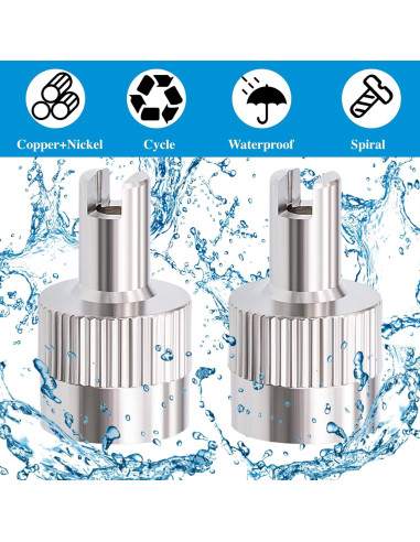 10 Tapones de Válvula de Neumático MEAJOO Plateados Universales