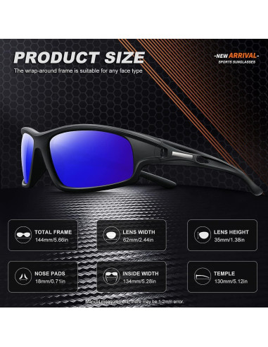 Gafas de sol deportivas AWGSEE polarizadas UV para hombres