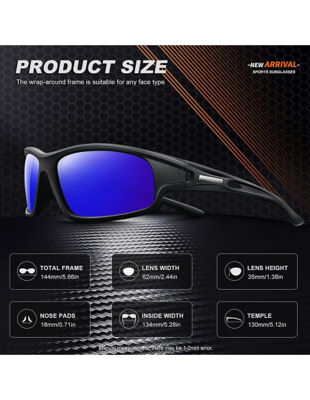 Gafas de sol deportivas AWGSEE polarizadas UV para hombres