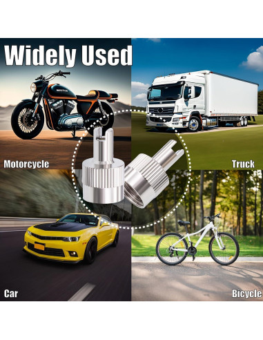 10 Tapones de Válvula de Neumático MEAJOO Plateados Universales