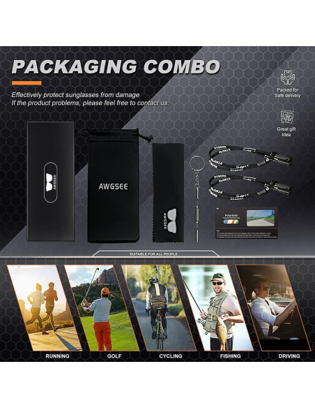 Gafas de sol deportivas AWGSEE polarizadas 100% UV 2pack