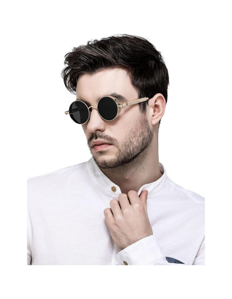 Gafas de sol redondas AIEYEZO Steampunk UV 100% bloqueadores