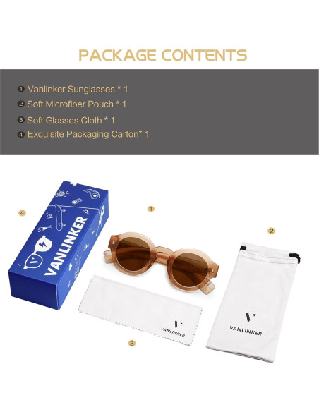 Gafas de sol redondas VANLINKER polarizadas unisex VL9743