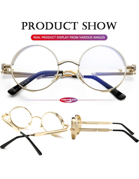 Gafas de sol redondas AIEYEZO Steampunk UV 100% bloqueadores