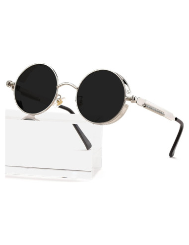 Gafas de sol redondas AIEYEZO Steampunk UV 100% bloqueadores