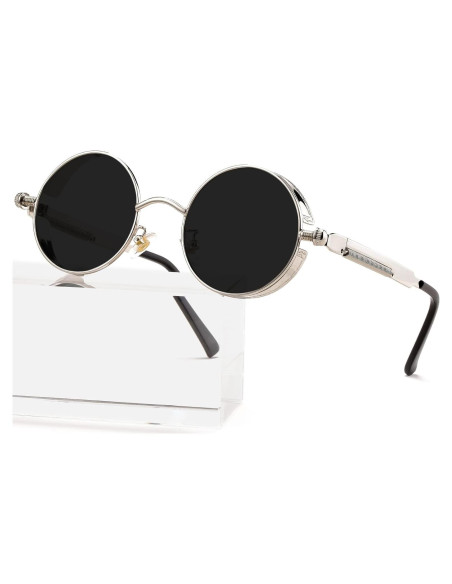 Gafas de sol redondas AIEYEZO Steampunk UV 100% bloqueadores