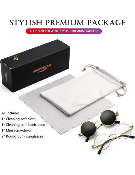 Gafas de sol redondas AIEYEZO Steampunk UV 100% bloqueadores