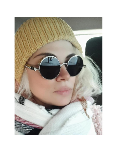 Gafas de sol redondas AIEYEZO Steampunk UV 100% bloqueadores