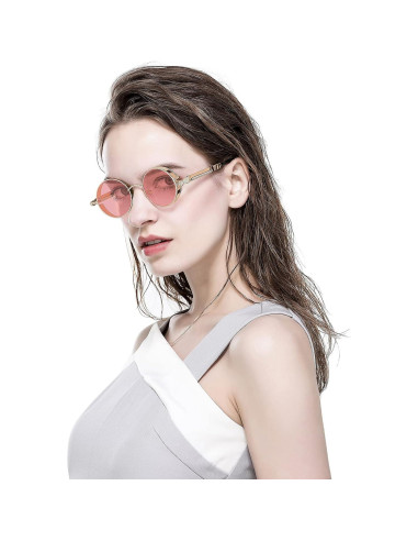 Gafas de sol redondas AIEYEZO Steampunk UV 100% - Paquete de 2