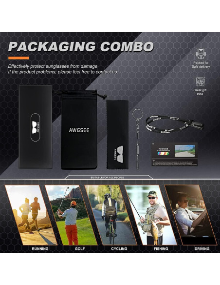 Gafas de Sol Polarizadas AWGSEE Hombres 100% UV Verde