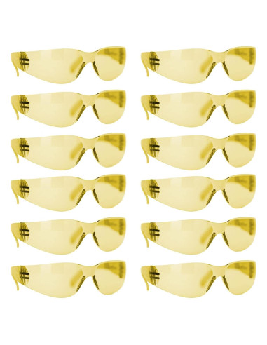 Gafas de Seguridad BISON LIFE - 12 Pares Amarillo Antirrayaduras
