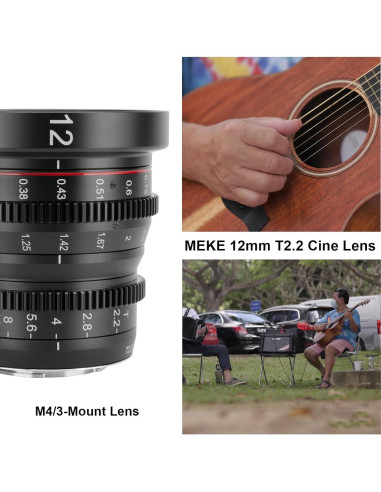 Lente de Cine MEKE 12mm T2.2 MFT Manual 4K para Olympus Panasonic