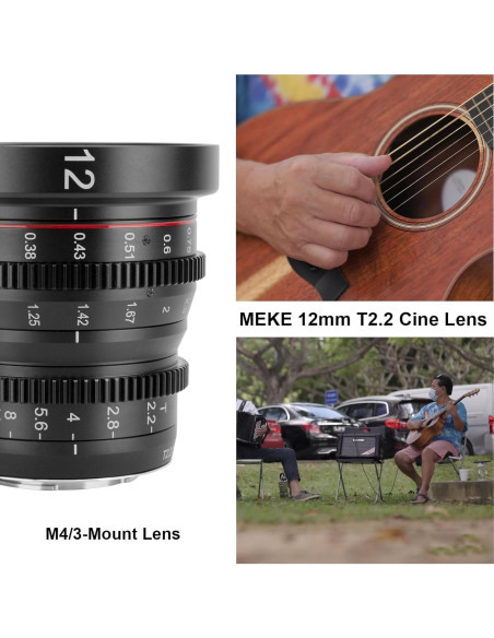 Lente de Cine MEKE 12mm T2.2 MFT Manual 4K para Olympus Panasonic