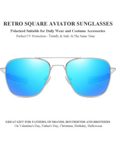 Gleyemor Gafas de Sol Aviador Polarizadas 55mm Plateadas 2