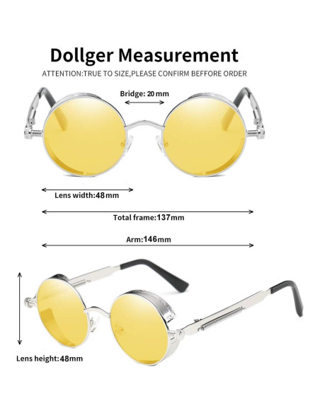 Gafas de Sol Redondas Dollger Metal UV400 Estilo Retro