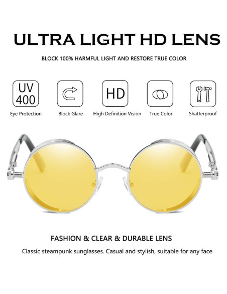 Gafas de Sol Redondas Dollger Metal UV400 Estilo Retro