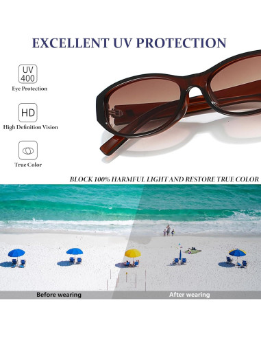 Gafas de sol ovaladas BRMHDY para mujeres, UV400, retro