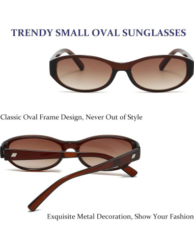 Gafas de sol ovaladas BRMHDY para mujeres, UV400, retro