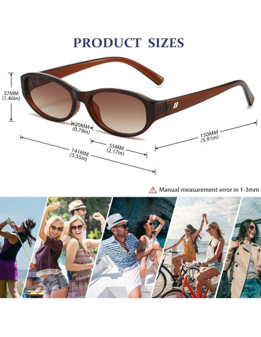 Gafas de sol ovaladas BRMHDY para mujeres, UV400, retro