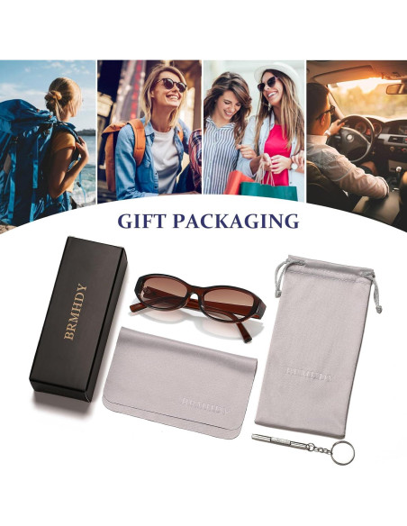 Gafas de sol ovaladas BRMHDY para mujeres, UV400, retro