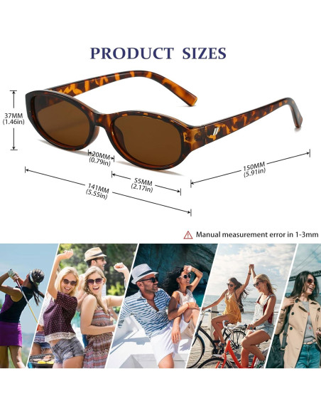 Gafas de sol ovaladas BRMHDY para mujeres, UV400, 2 colores