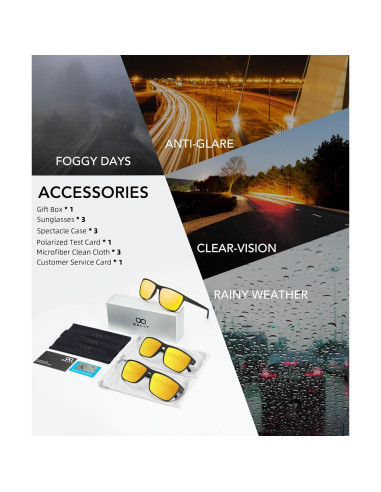 Gafas de sol QALLY para hombres con lentes nocturnos UV