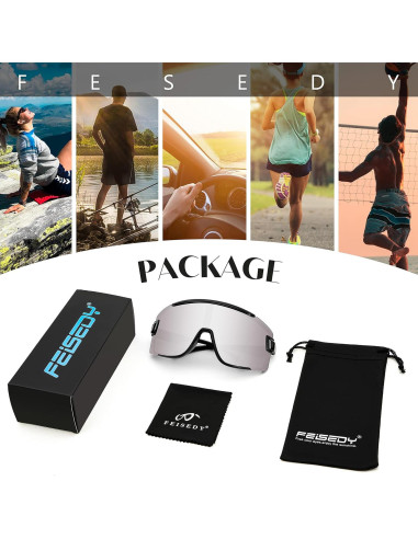 Gafas de Ciclismo FEISEDY B2944 UV400 Marco Negro