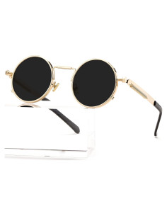 Gafas de sol redondas AIEYEZO steampunk con marco metálico