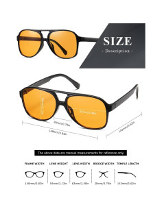 Gafas de sol aviador TIANYESY retro unisex 54x63mm UV 2