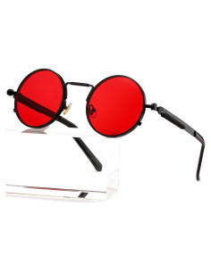 Gafas de sol redondas AIEYEZO steampunk con lentes UV 50mm