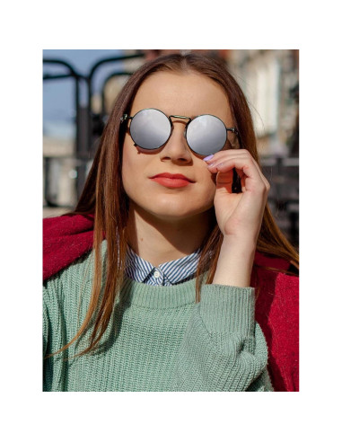 Gafas de sol redondas AIEYEZO steampunk con lentes UV