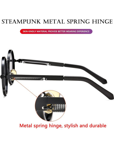 Gafas de sol redondas AIEYEZO steampunk con lentes UV