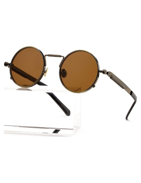 Gafas de sol redondas AIEYEZO steampunk UV 100% bronce