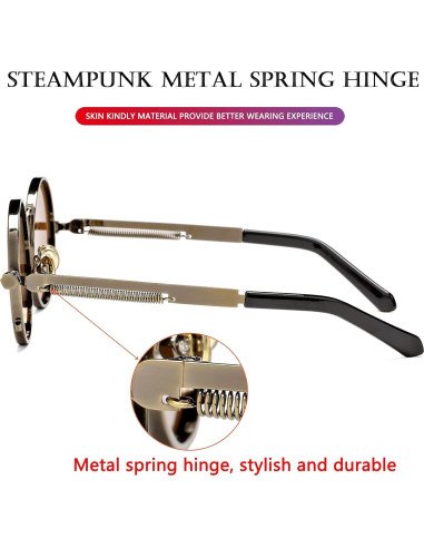 Gafas de sol redondas AIEYEZO steampunk UV 100% bronce