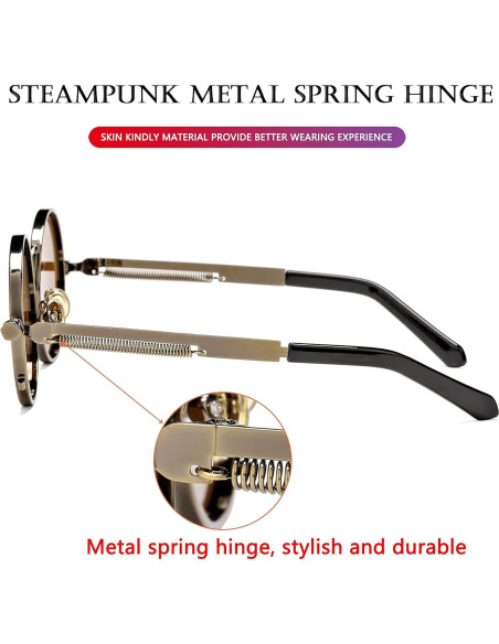 Gafas de sol redondas AIEYEZO steampunk UV 100% bronce