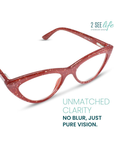 Gafas de lectura Cat Eye 4.0x Rojo Rubí 2SeeLife