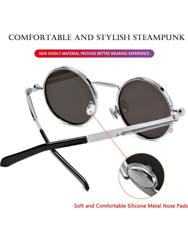 Gafas de sol redondas AIEYEZO plata espejo 50mm UV