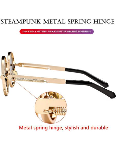 Gafas de sol redondas AIEYEZO oro espejo rosado UV 100%