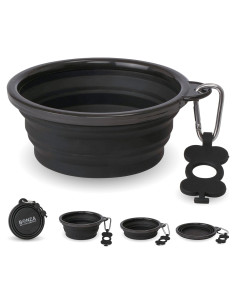 Tazón Colapsable Pequeño Bonza para Perros Negro - Retráctil