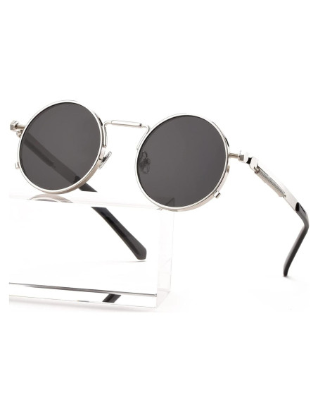 Gafas de sol redondas AIEYEZO steampunk con marco metálico