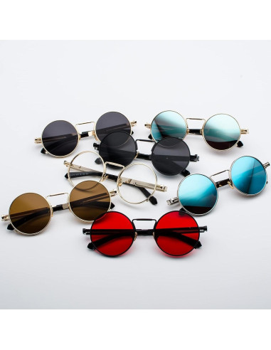 Gafas de sol redondas AIEYEZO steampunk con marco metálico